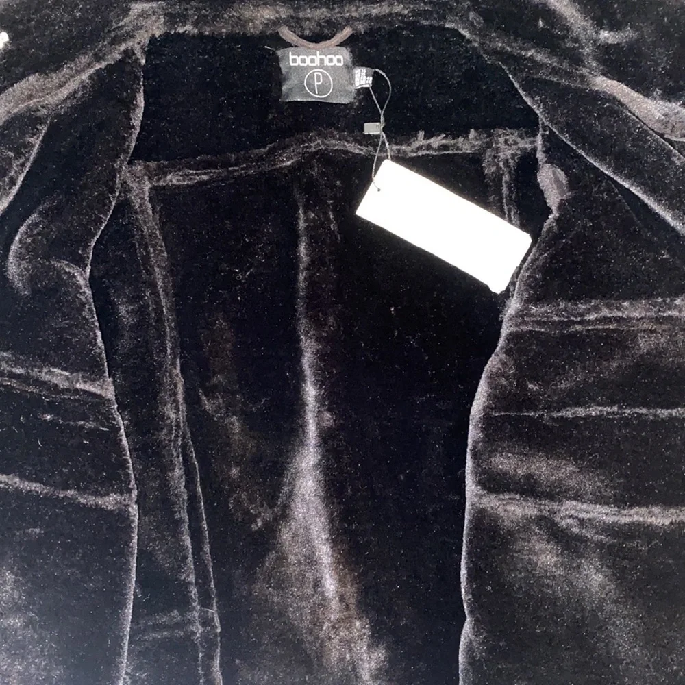 Boohoo Petite Ellie Faux Suede/Fur Cropped Jacket Size 10 - Picture 10 of 13